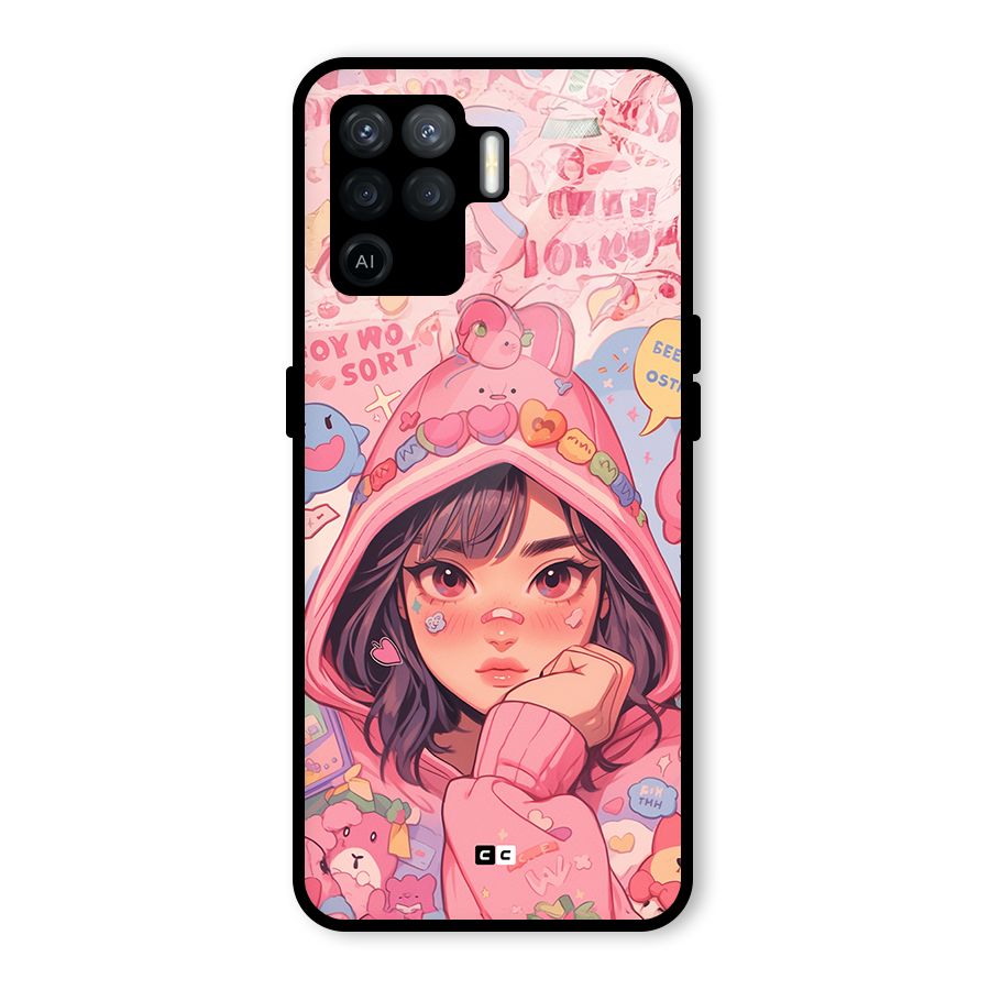 Cute Anime Girl Glass Back Case for Oppo F19 Pro