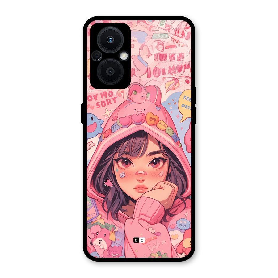 Cute Anime Girl Glass Back Case for Oppo F21s Pro 5G