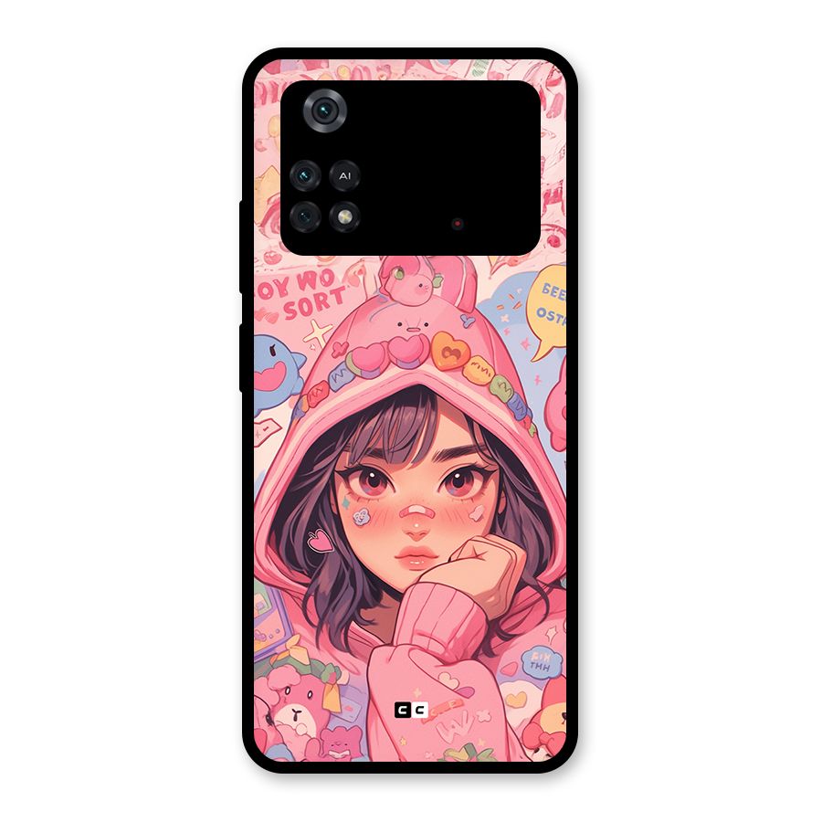Cute Anime Girl Glass Back Case for Poco M4 Pro 4G