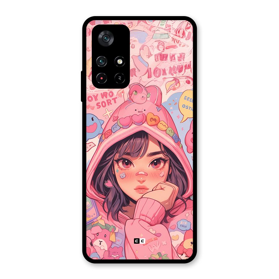 Cute Anime Girl Glass Back Case for Poco M4 Pro 5G