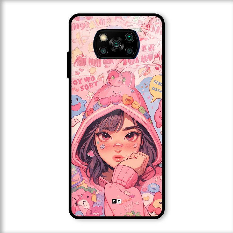 Cute Anime Girl Glass Back Case for Poco X3