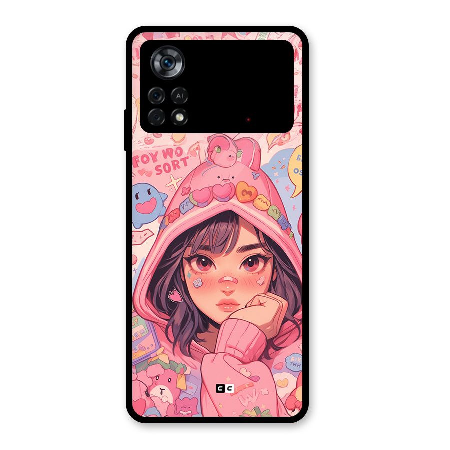 Cute Anime Girl Glass Back Case for Poco X4 Pro 5G