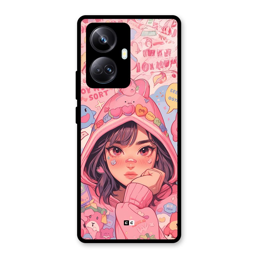 Cute Anime Girl Glass Back Case for Realme 10 Pro Plus
