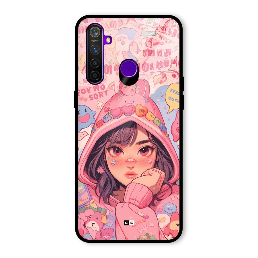 Cute Anime Girl Glass Back Case for Realme 5 Pro