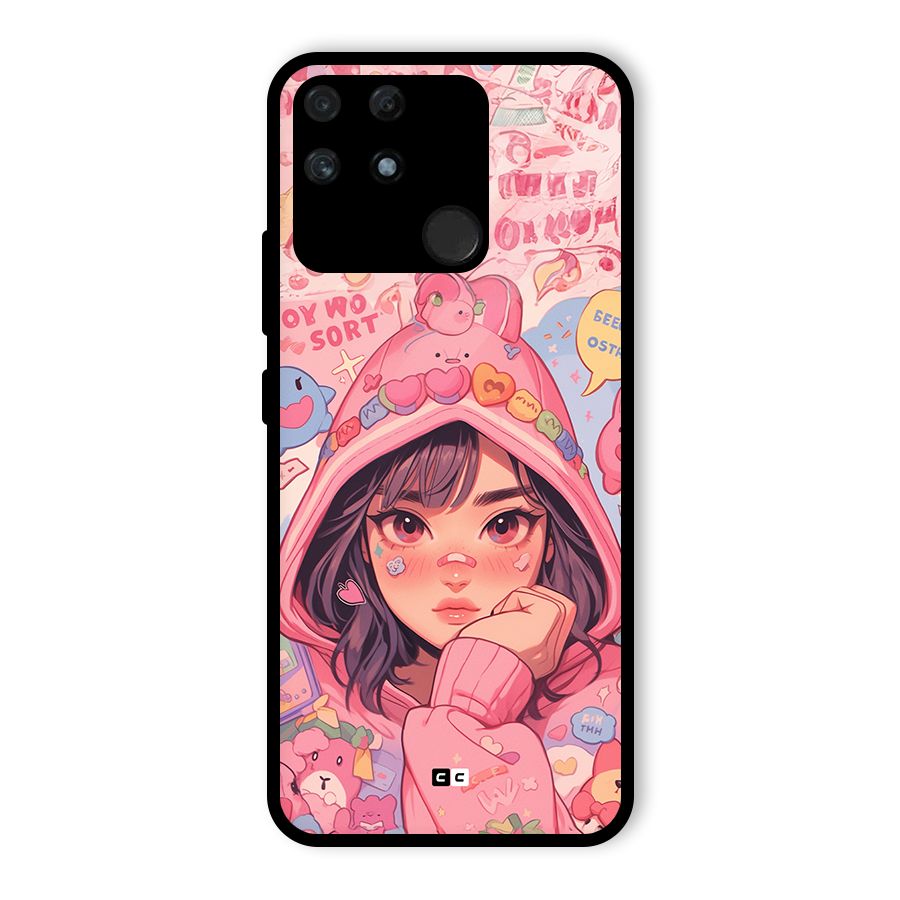 Cute Anime Girl Glass Back Case for Realme Narzo 50A