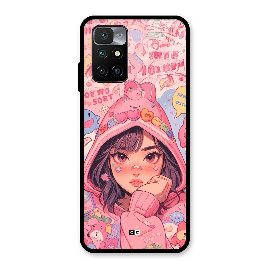 Cute Anime Girl Glass Back Case for Redmi 10 Prime