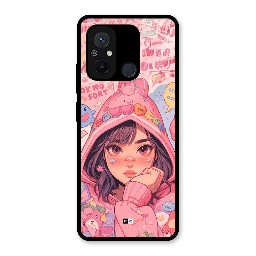 Cute Anime Girl Glass Back Case for Redmi 12C