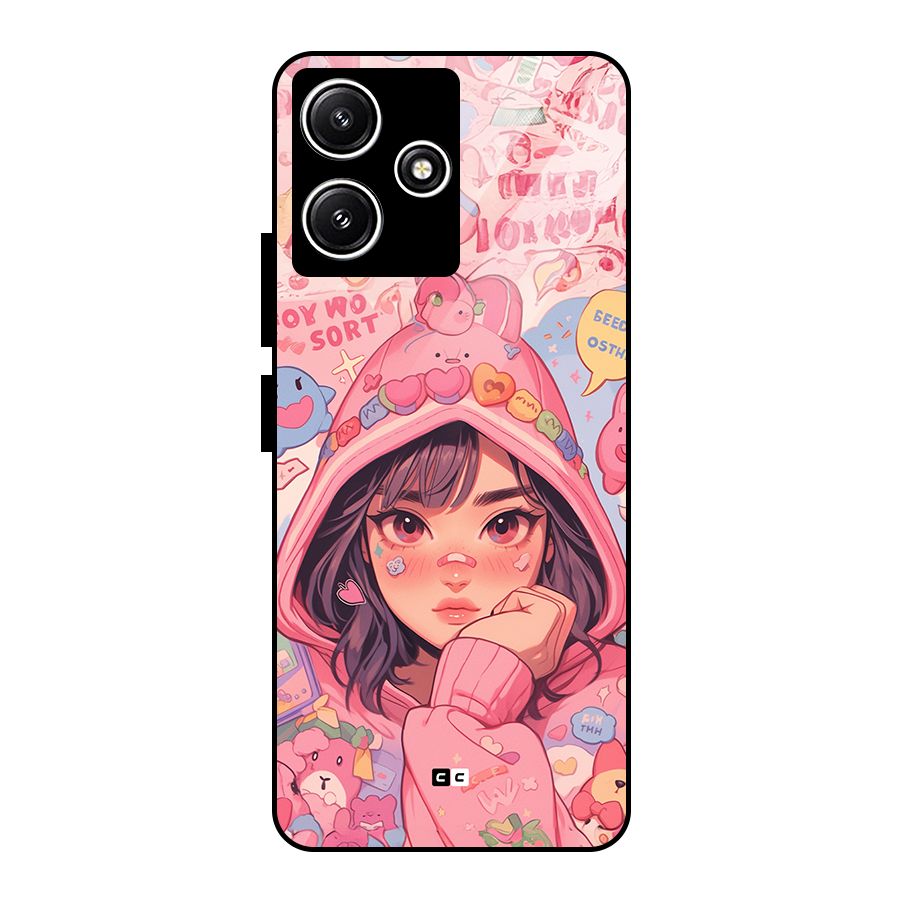 Cute Anime Girl Glass Back Case for Redmi 12 5G