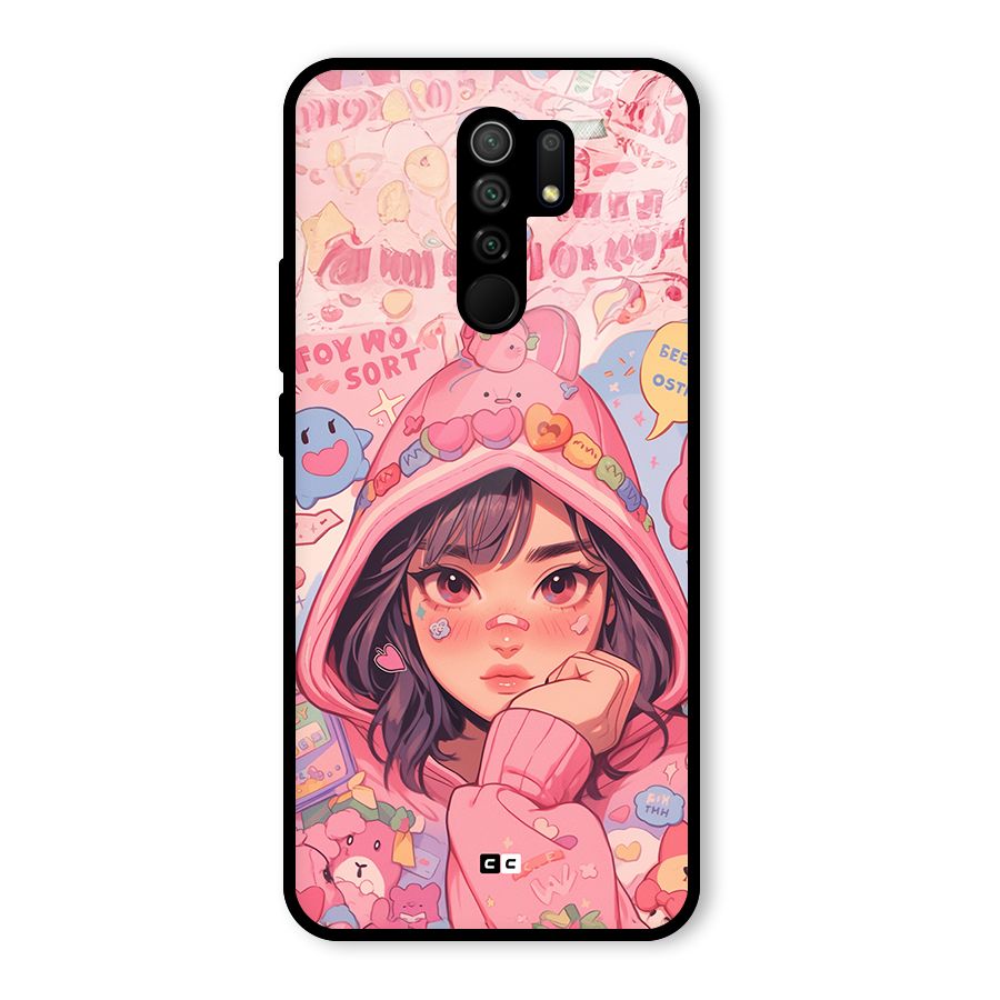 Cute Anime Girl Glass Back Case for Redmi 9 Prime