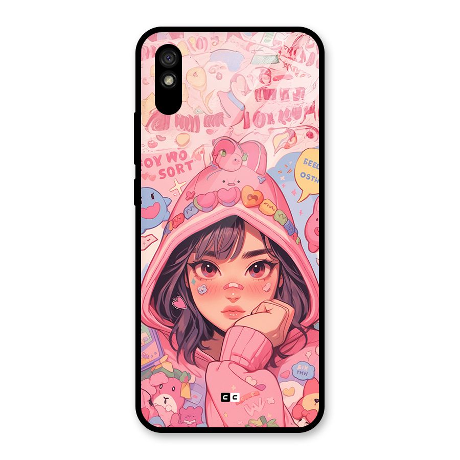 Cute Anime Girl Glass Back Case for Redmi 9i