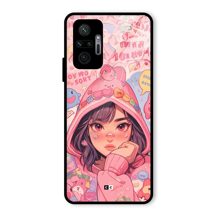 Cute Anime Girl Glass Back Case for Redmi Note 10 Pro