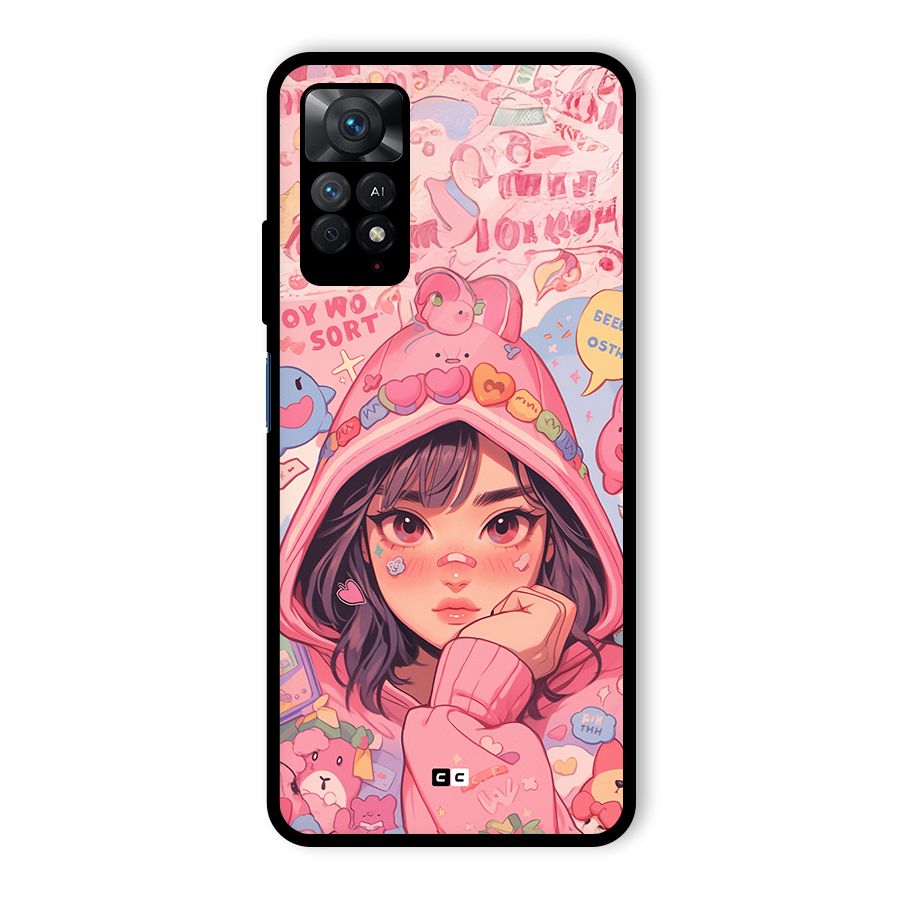 Cute Anime Girl Glass Back Case for Redmi Note 11 Pro