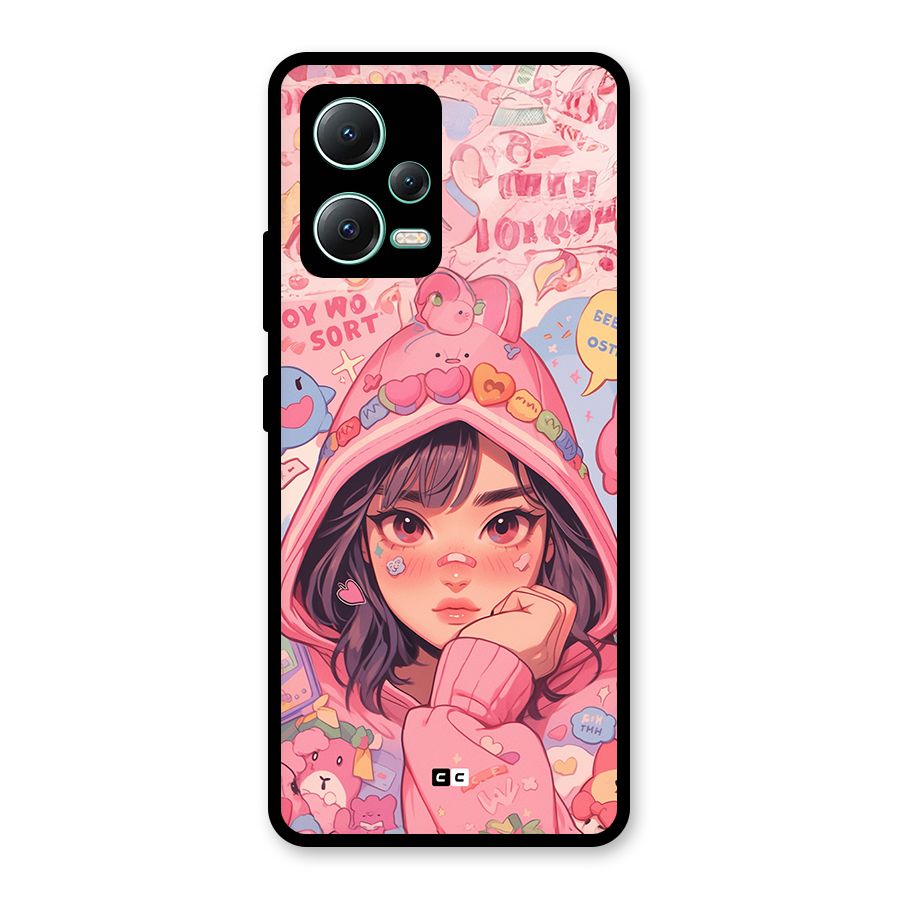 Cute Anime Girl Glass Back Case for Redmi Note 12 5G