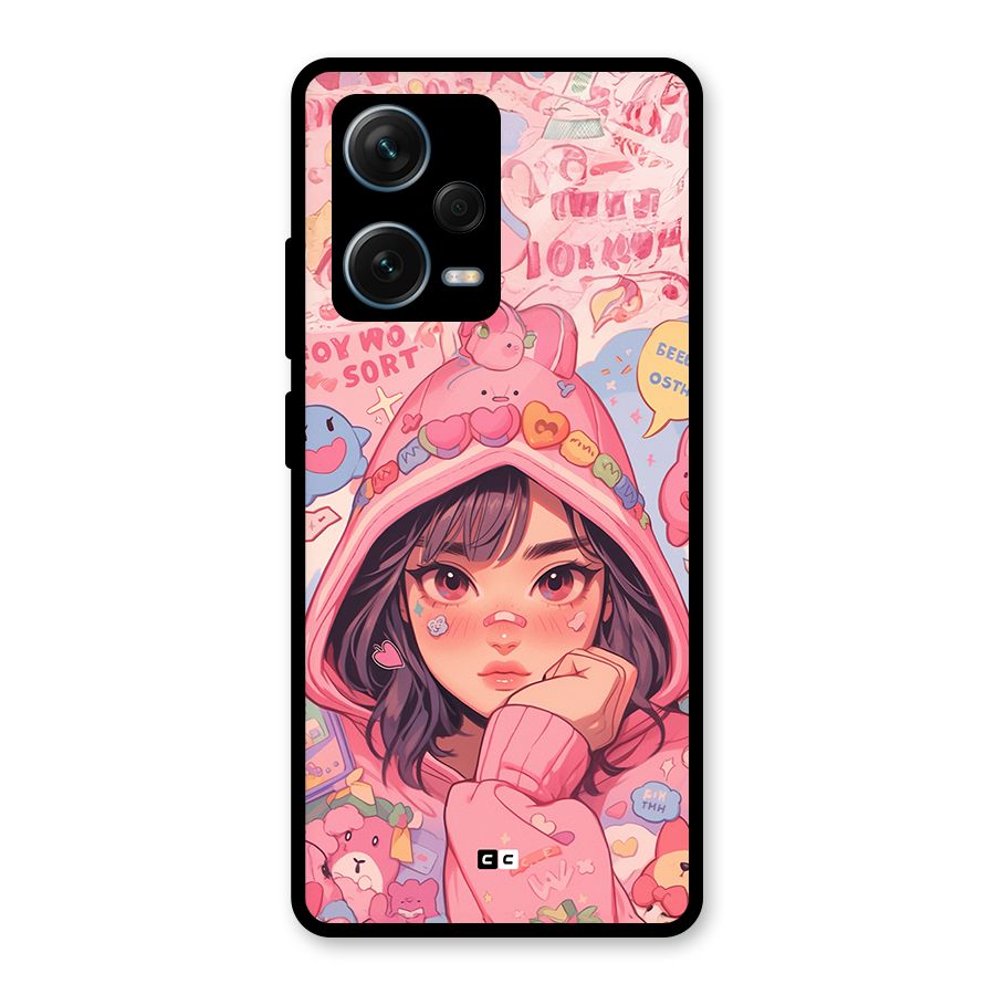 Cute Anime Girl Glass Back Case for Redmi Note 12 Pro Plus 5G