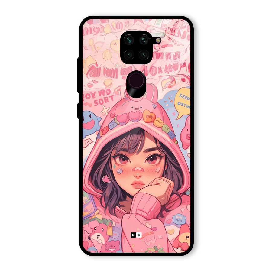 Cute Anime Girl Glass Back Case for Redmi Note 9