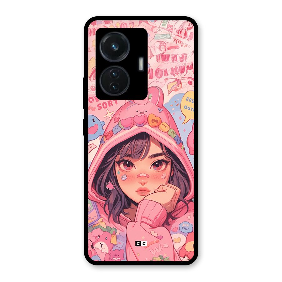 Cute Anime Girl Glass Back Case for Vivo T1 44W