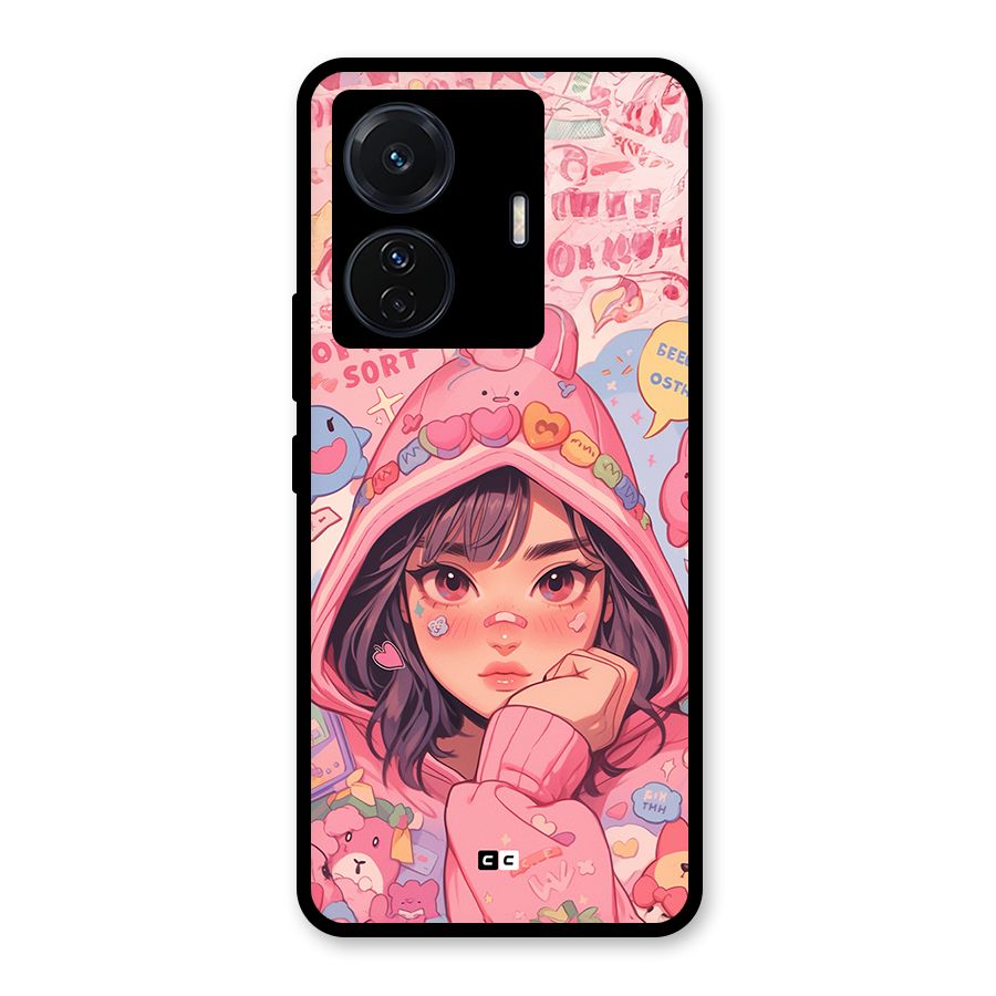 Cute Anime Girl Glass Back Case for Vivo T1 Pro