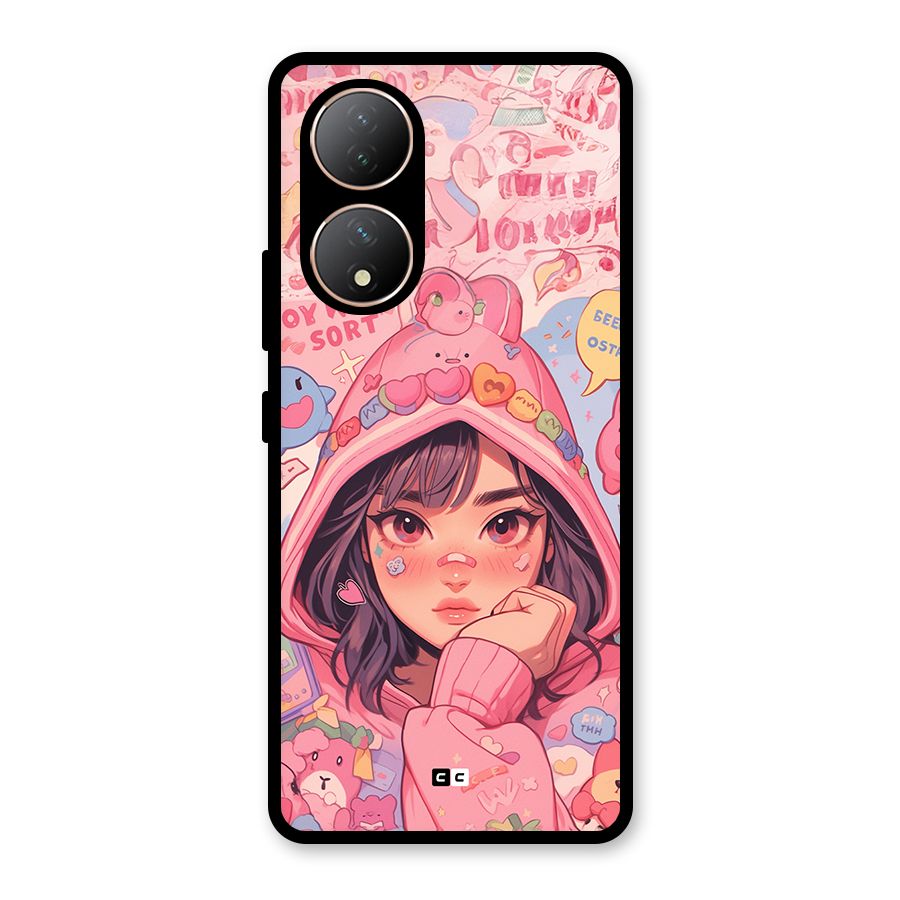 Cute Anime Girl Glass Back Case for Vivo T2