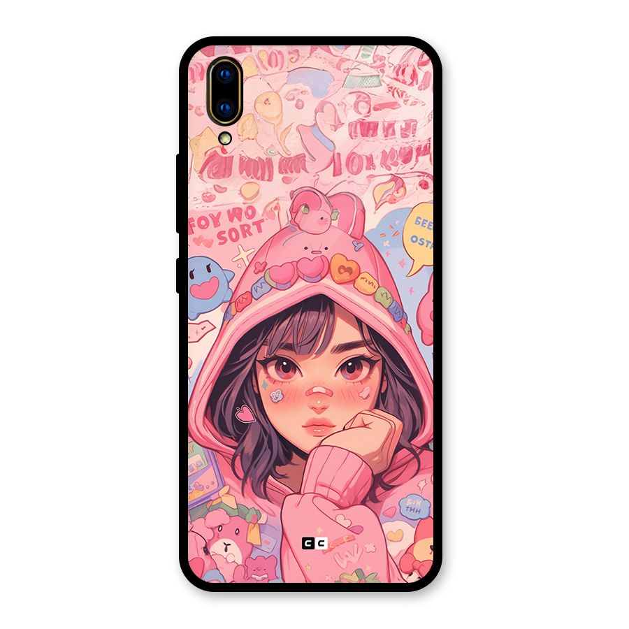 Cute Anime Girl Glass Back Case for Vivo V11 Pro