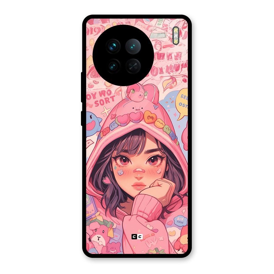 Cute Anime Girl Glass Back Case for Vivo X90