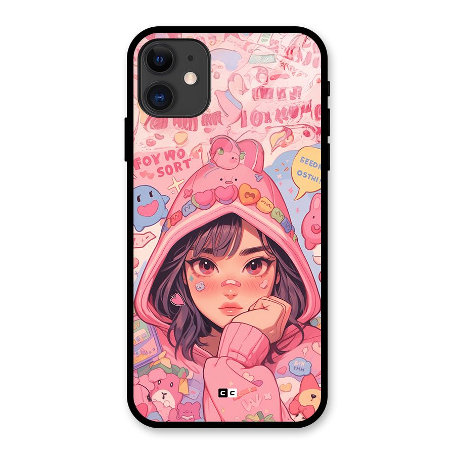 Cute Anime Girl Glass Back Case for iPhone 11
