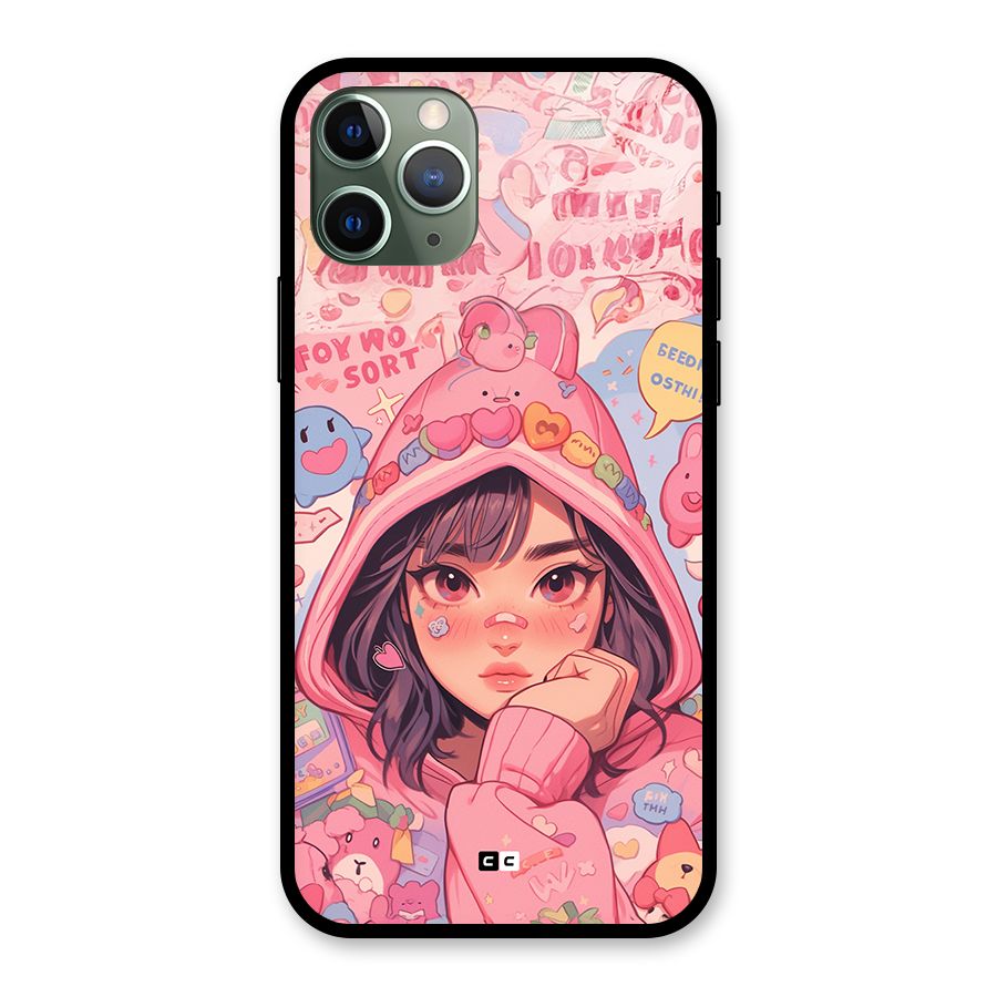 Cute Anime Girl Glass Back Case for iPhone 11 Pro