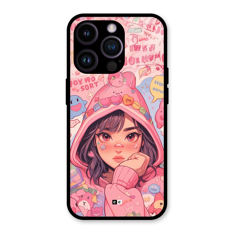 Cute Anime Girl Glass Back Case for iPhone 14 Pro