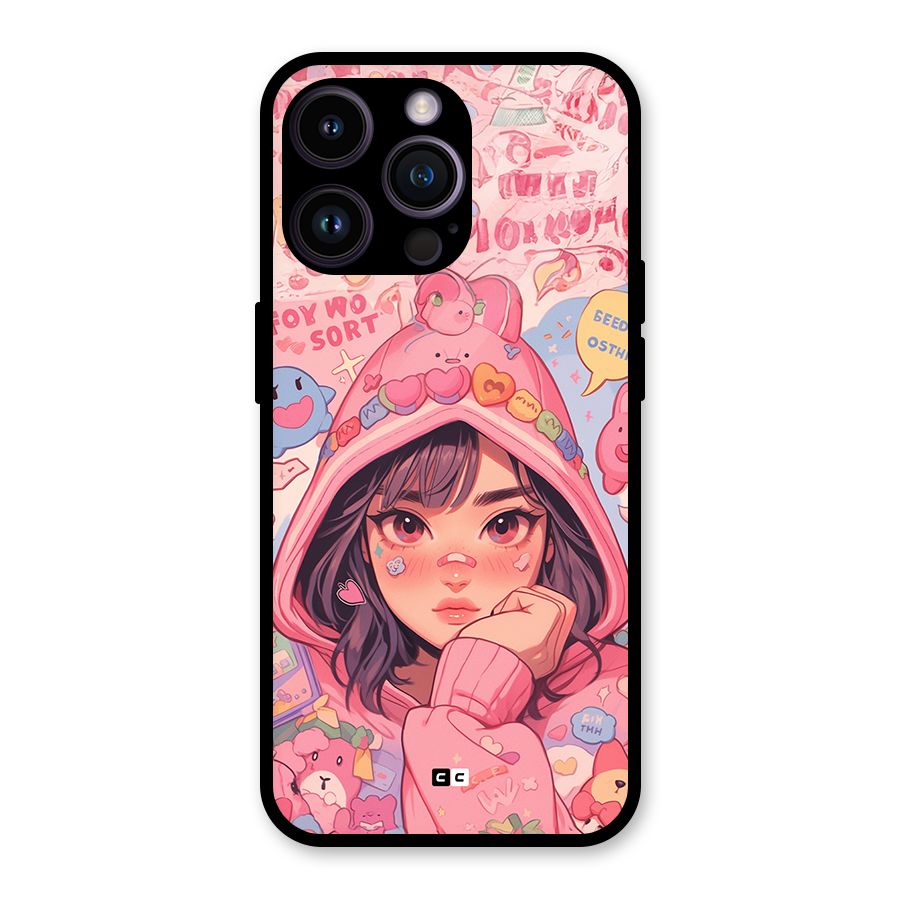 Cute Anime Girl Glass Back Case for iPhone 14 Pro Max