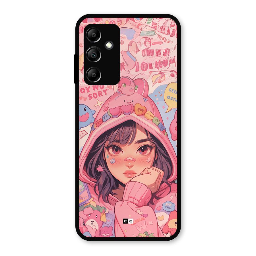 Cute Anime Girl Metal Back Case for Galaxy A14 5G