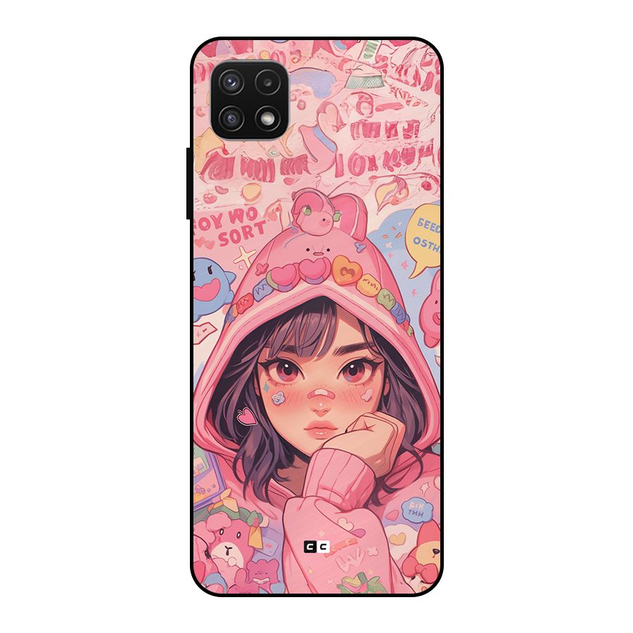 Cute Anime Girl Metal Back Case for Galaxy A22 5G