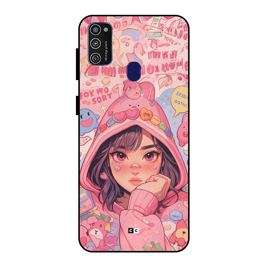 Cute Anime Girl Metal Back Case for Galaxy M30s