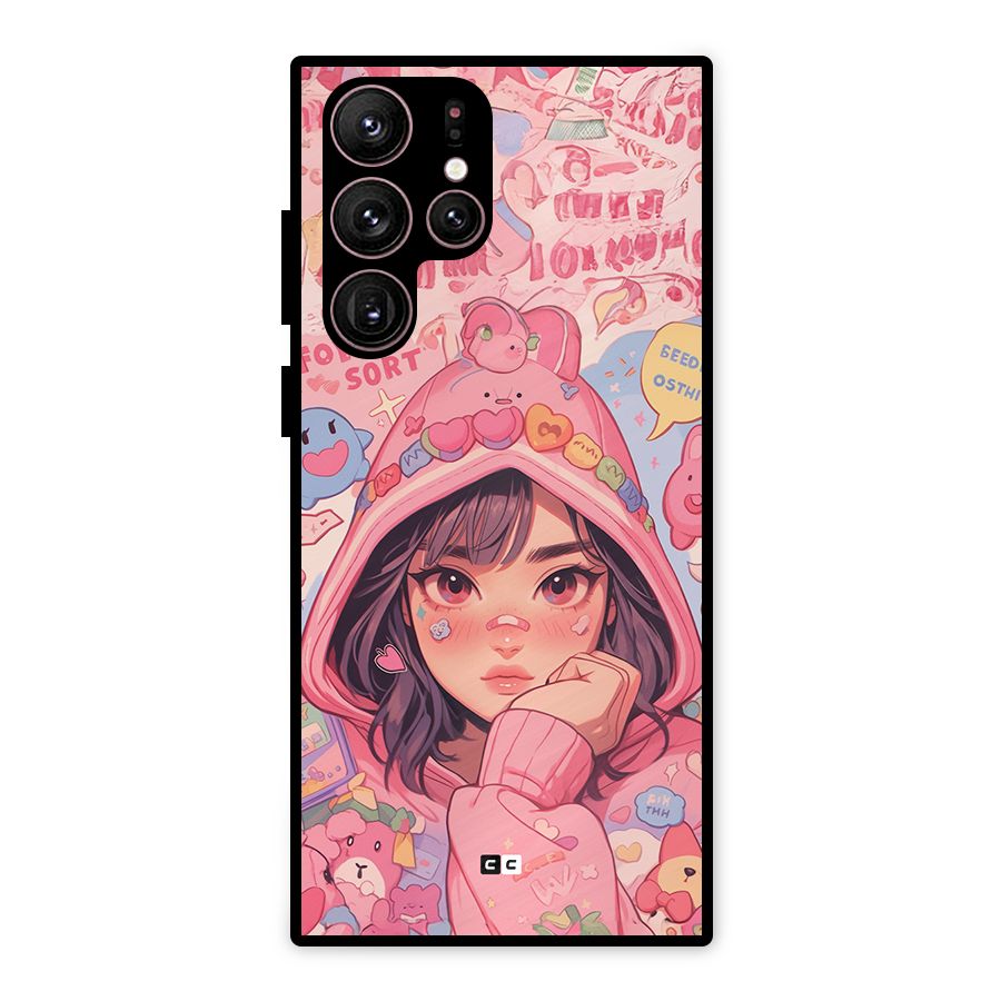 Cute Anime Girl Metal Back Case for Galaxy S22 Ultra 5G