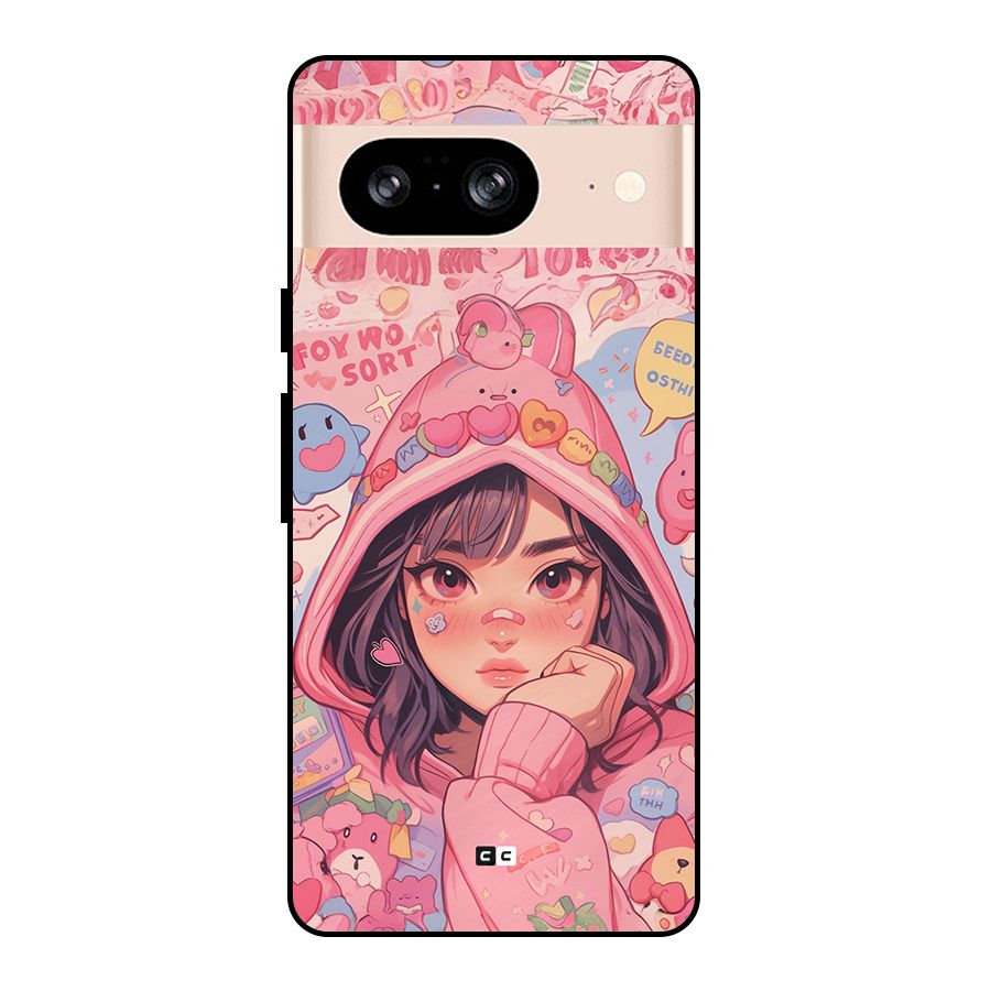 Cute Anime Girl Metal Back Case for Google Pixel 8