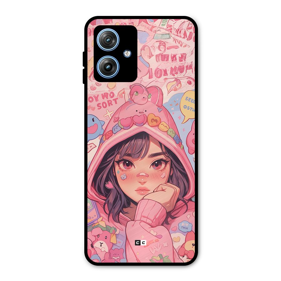 Cute Anime Girl Metal Back Case for Moto G54