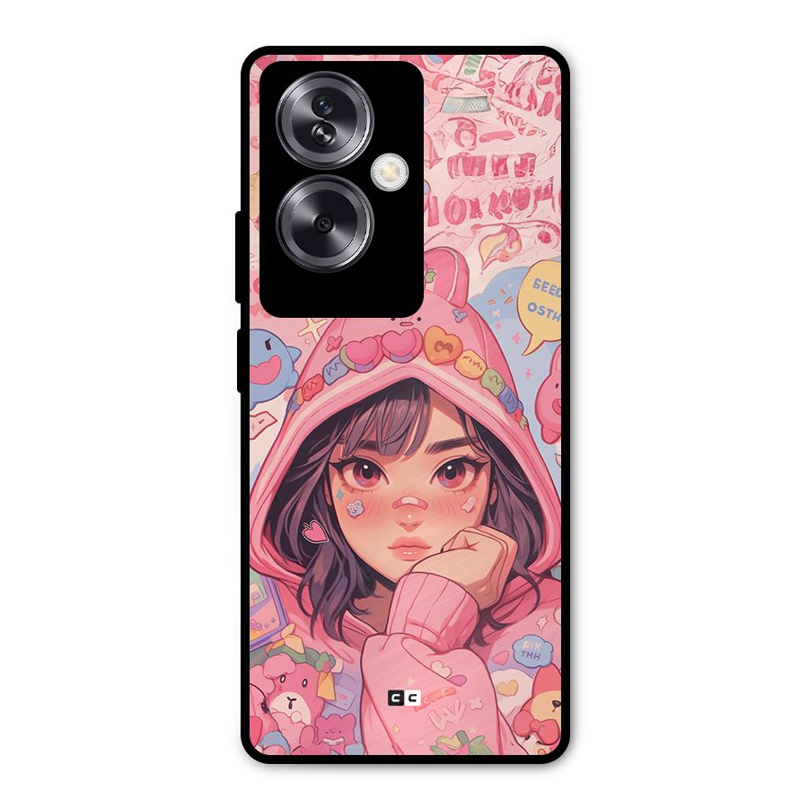 Cute Anime Girl Metal Back Case for Oppo A79 5G