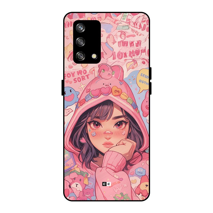 Cute Anime Girl Metal Back Case for Oppo F19