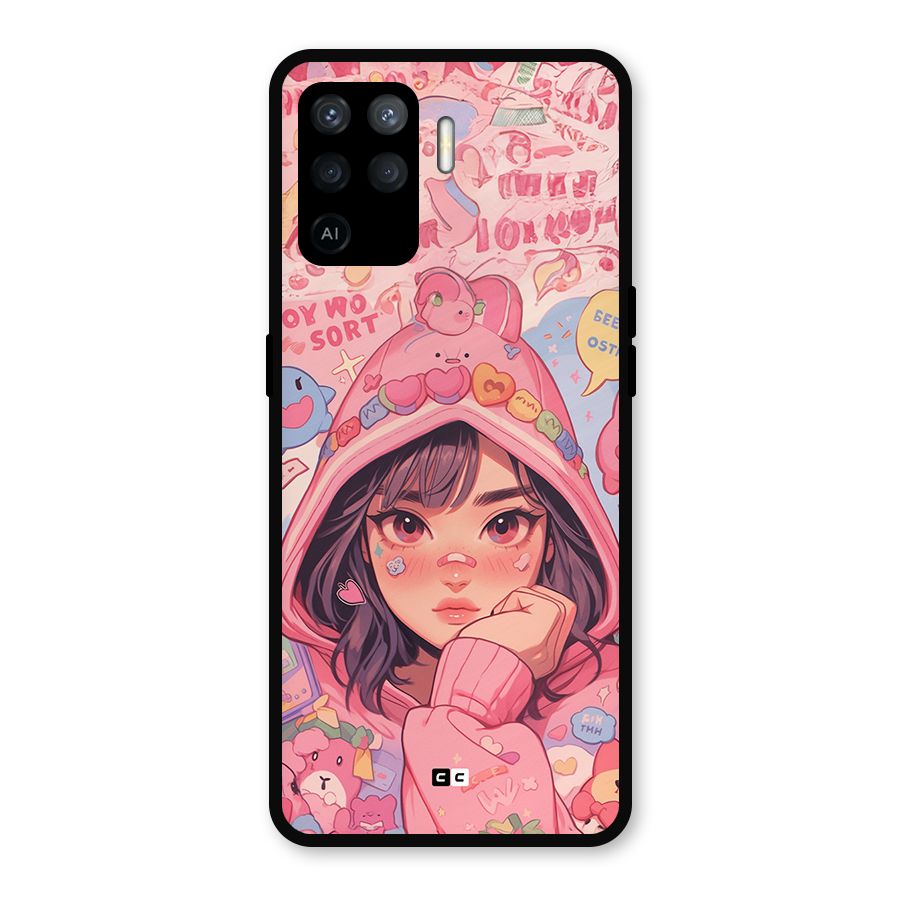 Cute Anime Girl Metal Back Case for Oppo F19 Pro