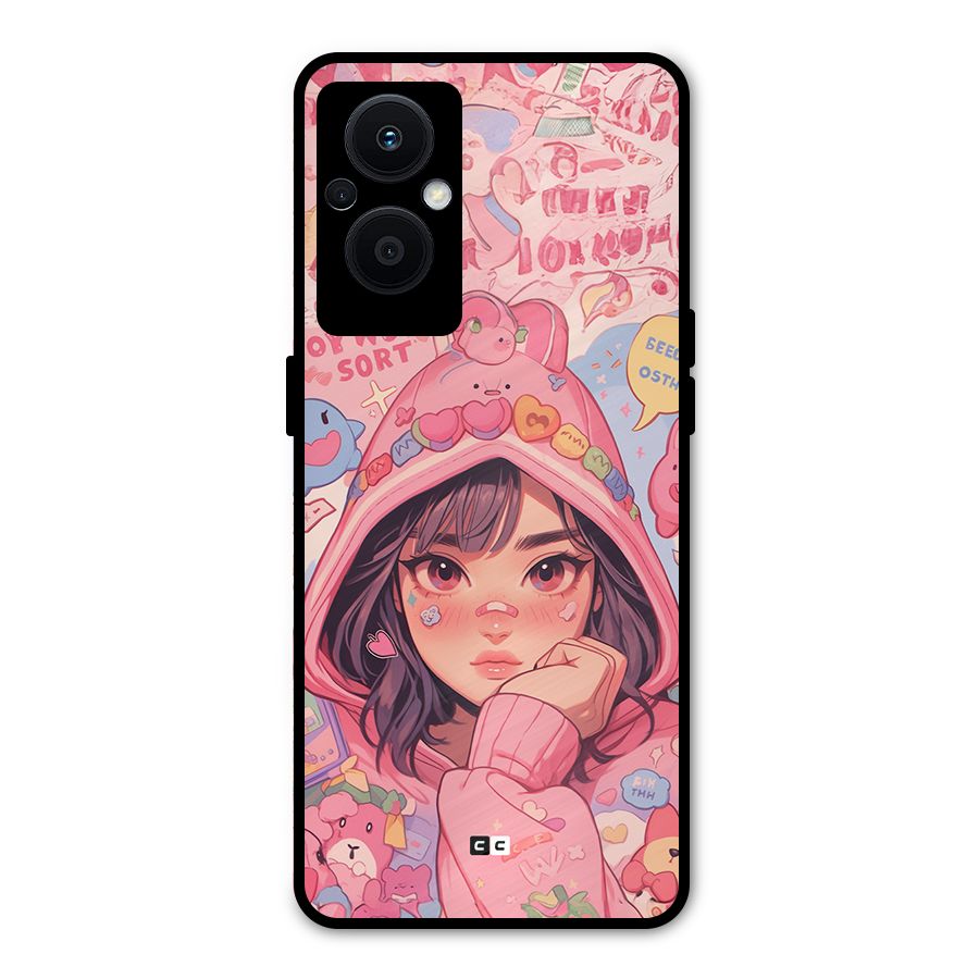 Cute Anime Girl Metal Back Case for Oppo F21 Pro 5G