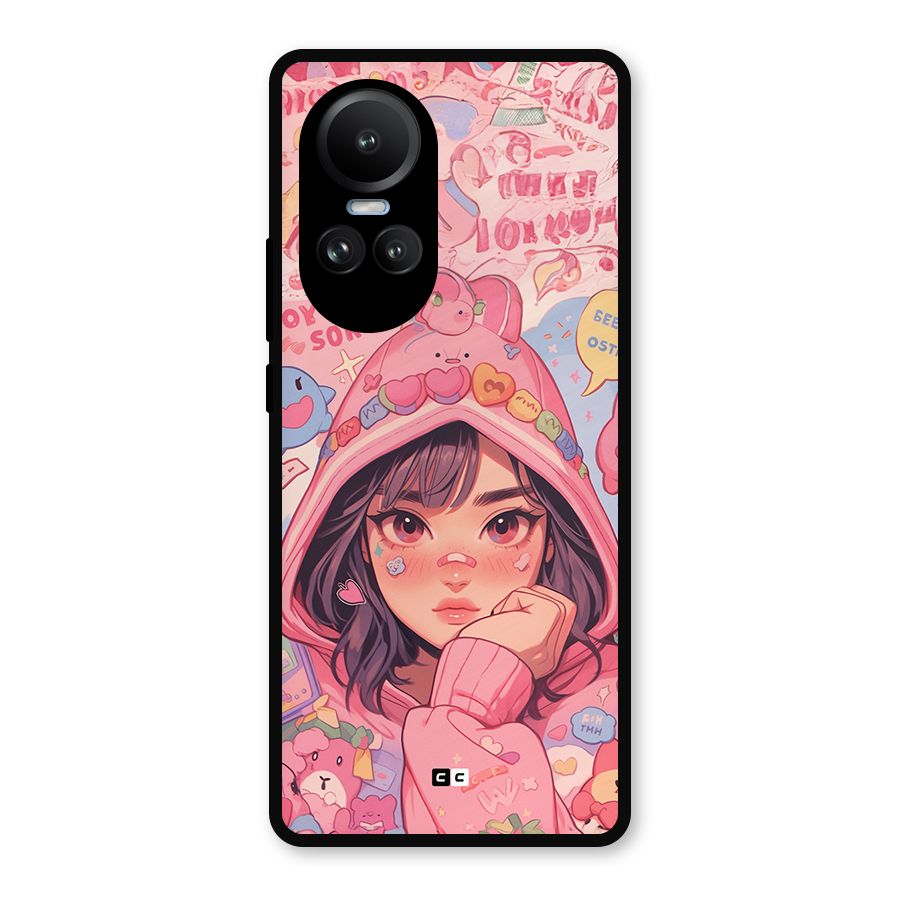 Cute Anime Girl Metal Back Case for Oppo Reno10 Pro