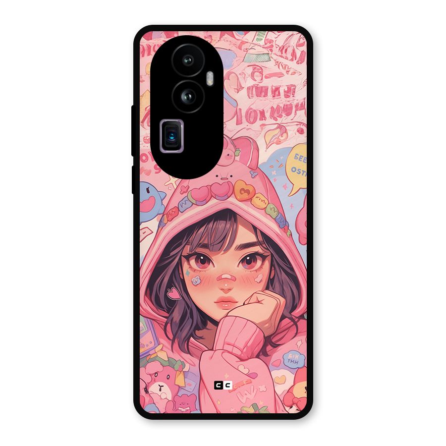 Cute Anime Girl Metal Back Case for Oppo Reno10 Pro Plus