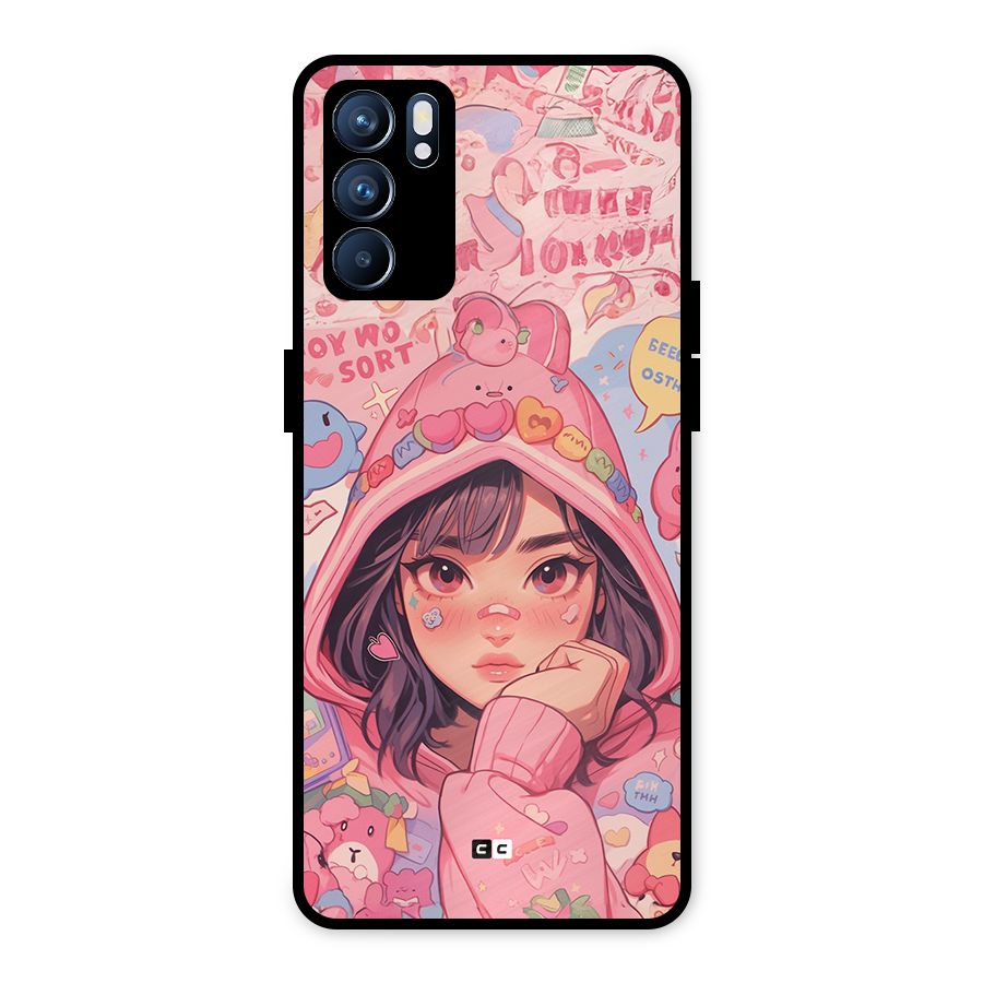 Cute Anime Girl Metal Back Case for Oppo Reno6 5G