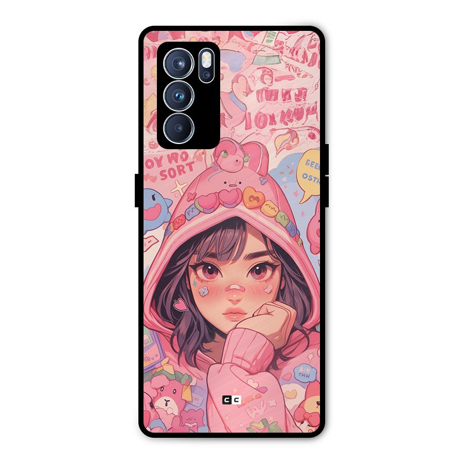 Cute Anime Girl Metal Back Case for Oppo Reno6 Pro 5G