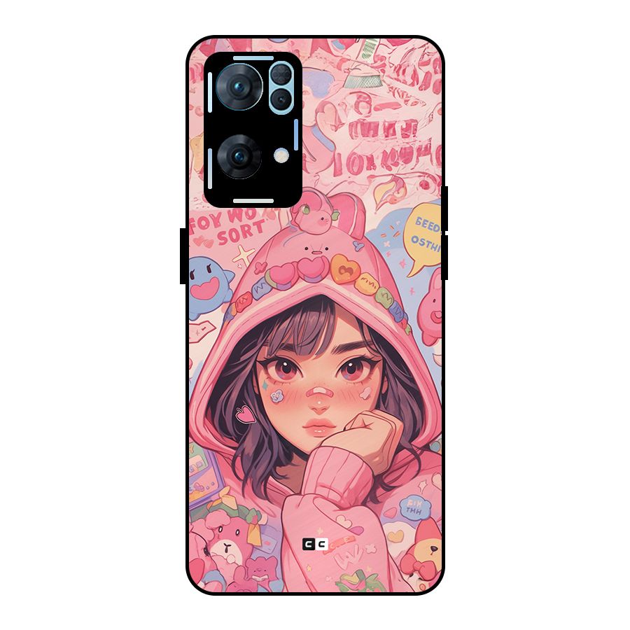 Cute Anime Girl Metal Back Case for Oppo Reno7 Pro 5G
