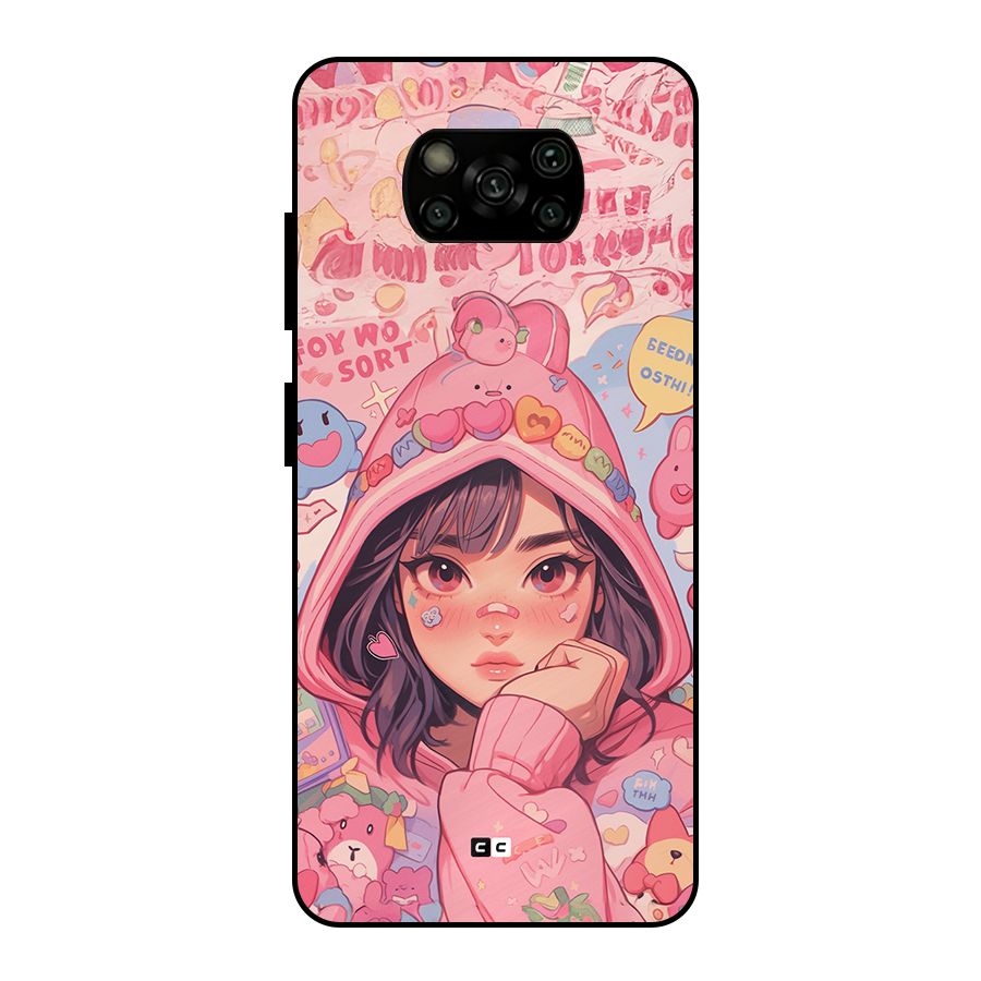Cute Anime Girl Metal Back Case for Poco X3