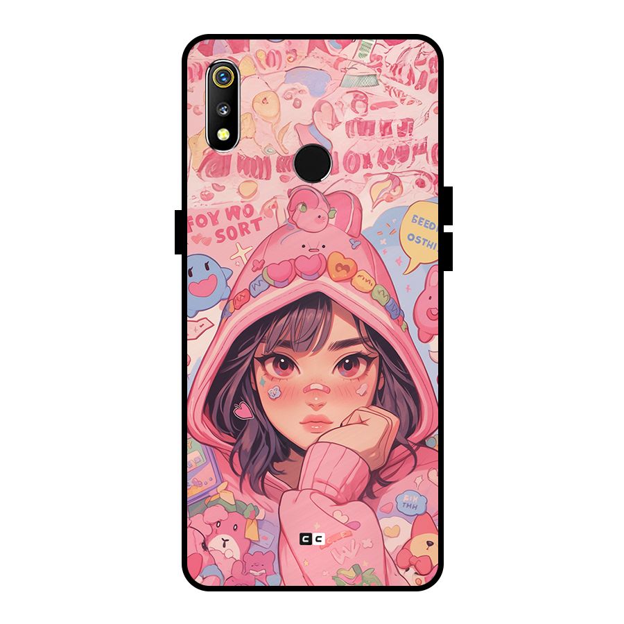 Cute Anime Girl Metal Back Case for Realme 3