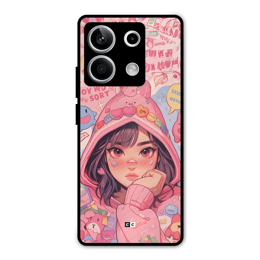 Cute Anime Girl Metal Back Case for Redmi Note 13 5G