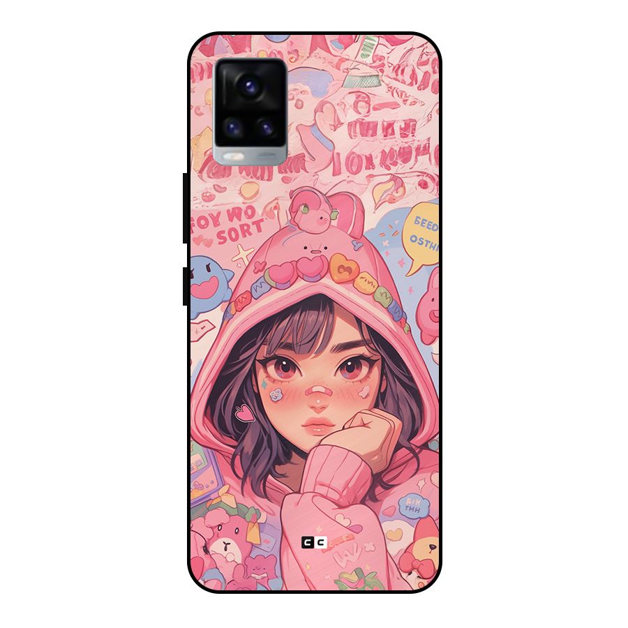 Cute Anime Girl Metal Back Case for Vivo V20