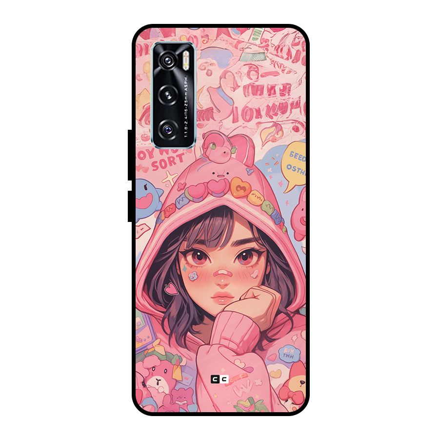 Cute Anime Girl Metal Back Case for Vivo V20 SE