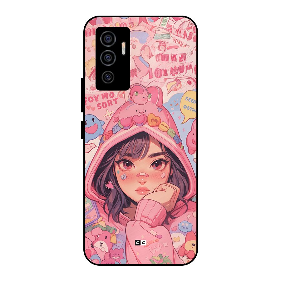 Cute Anime Girl Metal Back Case for Vivo V23e