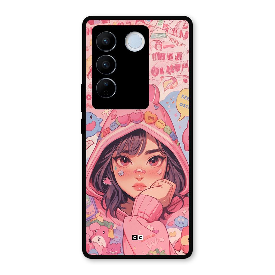 Cute Anime Girl Metal Back Case for Vivo V27